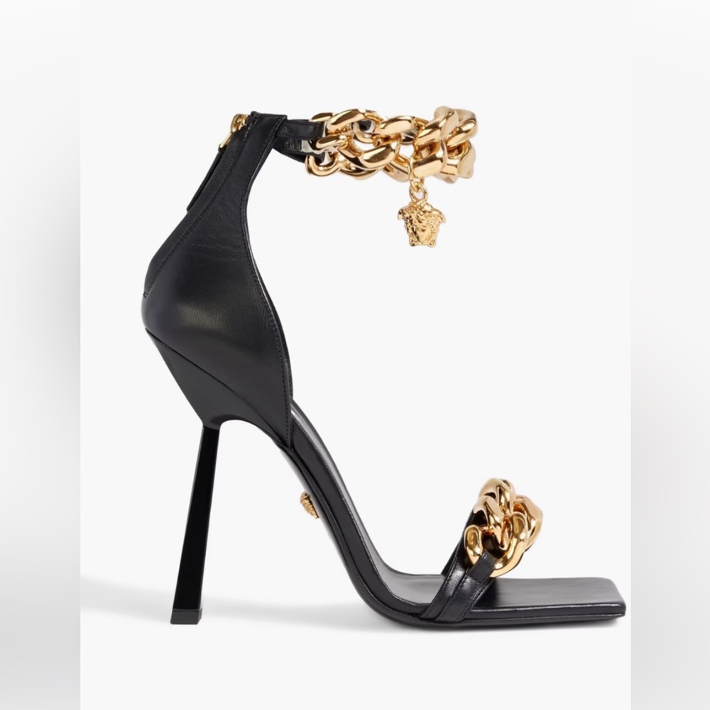 Versace Black and Gold chain heel